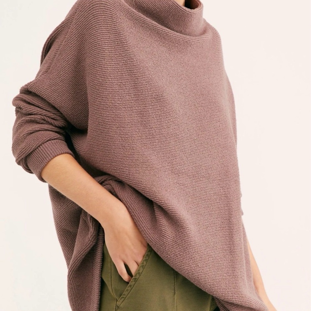 Free People‎ Ottoman Slouchy Tunic Top Sweatshirt Womens Small Nutmeg Brown